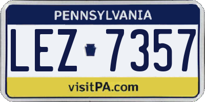 PA license plate LEZ7357