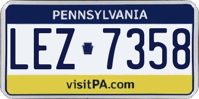 PA license plate LEZ7358
