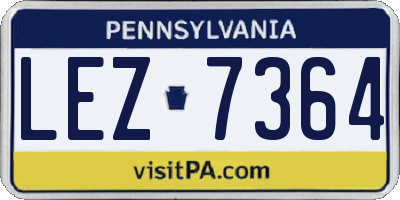 PA license plate LEZ7364