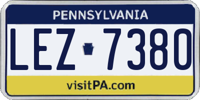PA license plate LEZ7380