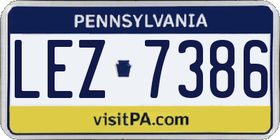 PA license plate LEZ7386