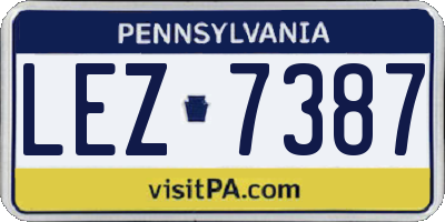 PA license plate LEZ7387