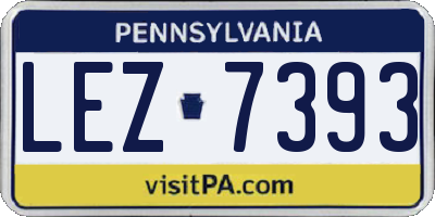 PA license plate LEZ7393