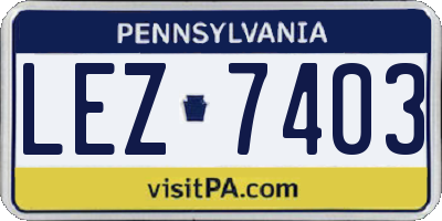 PA license plate LEZ7403