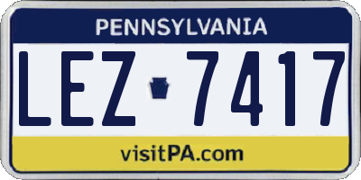 PA license plate LEZ7417