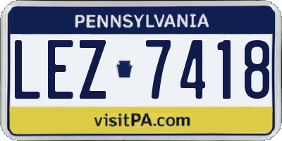 PA license plate LEZ7418