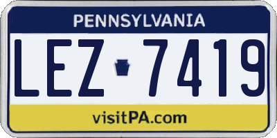 PA license plate LEZ7419