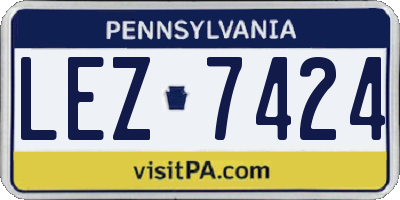 PA license plate LEZ7424
