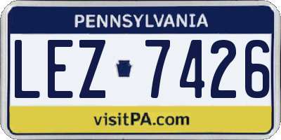 PA license plate LEZ7426