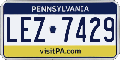 PA license plate LEZ7429