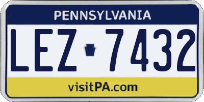 PA license plate LEZ7432