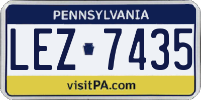 PA license plate LEZ7435