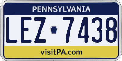 PA license plate LEZ7438