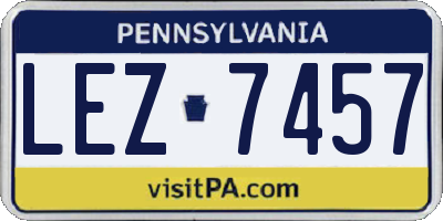 PA license plate LEZ7457