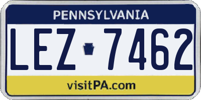 PA license plate LEZ7462