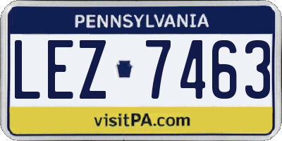 PA license plate LEZ7463