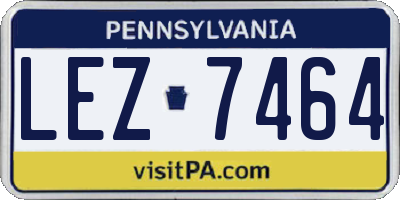 PA license plate LEZ7464