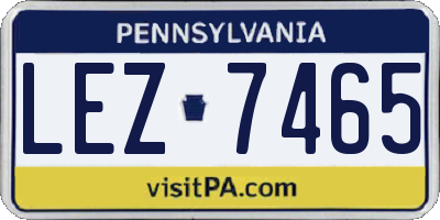 PA license plate LEZ7465