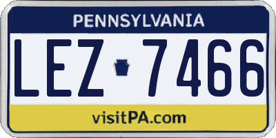 PA license plate LEZ7466
