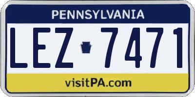 PA license plate LEZ7471