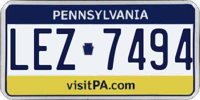 PA license plate LEZ7494