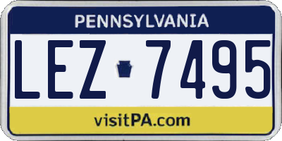 PA license plate LEZ7495