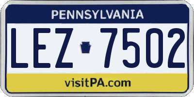 PA license plate LEZ7502