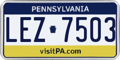 PA license plate LEZ7503