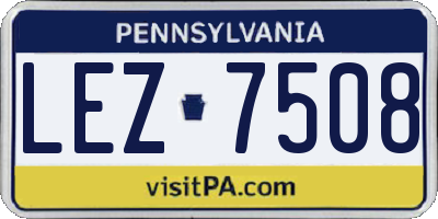 PA license plate LEZ7508