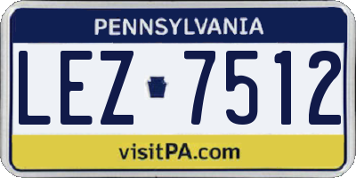 PA license plate LEZ7512
