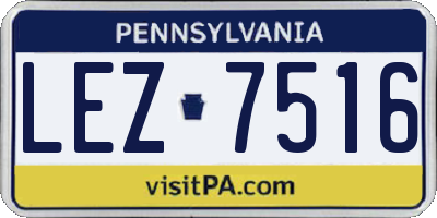 PA license plate LEZ7516