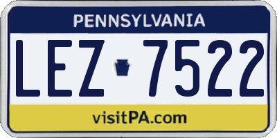 PA license plate LEZ7522