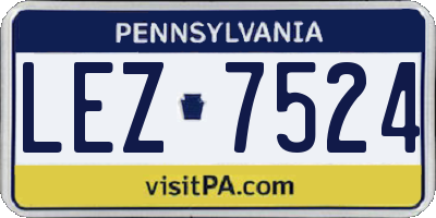 PA license plate LEZ7524