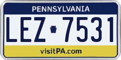 PA license plate LEZ7531