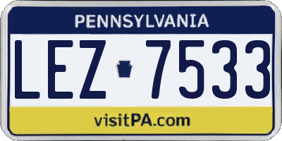 PA license plate LEZ7533