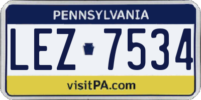 PA license plate LEZ7534