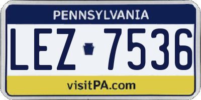 PA license plate LEZ7536