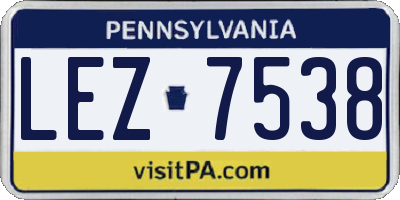 PA license plate LEZ7538