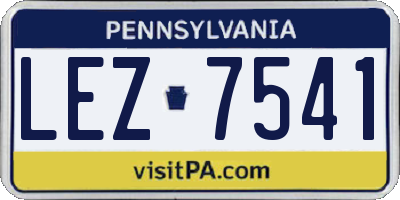 PA license plate LEZ7541