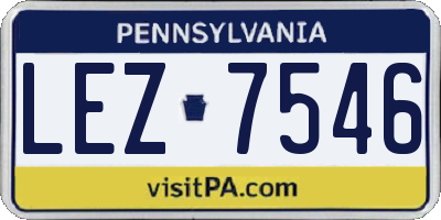 PA license plate LEZ7546