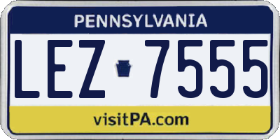 PA license plate LEZ7555