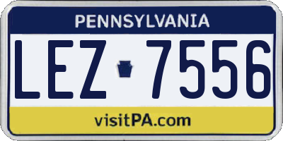 PA license plate LEZ7556