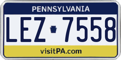 PA license plate LEZ7558