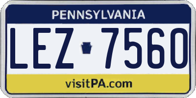 PA license plate LEZ7560