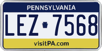 PA license plate LEZ7568