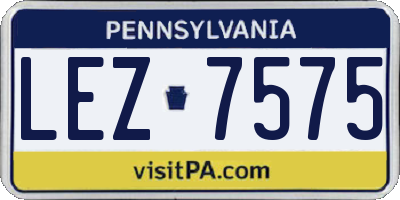 PA license plate LEZ7575