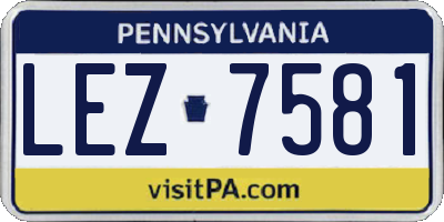 PA license plate LEZ7581