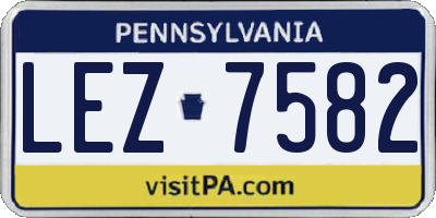 PA license plate LEZ7582