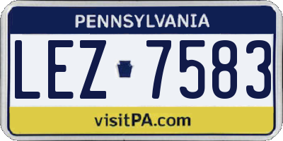 PA license plate LEZ7583