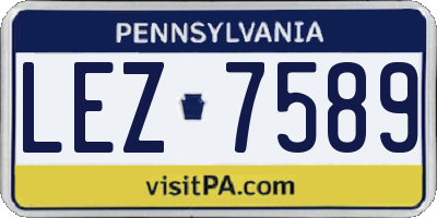 PA license plate LEZ7589
